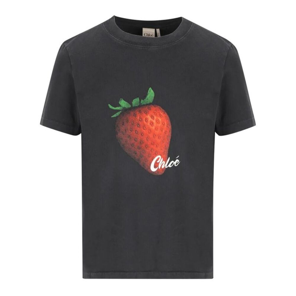 Strawberry Print Cotton T-Shirt Women